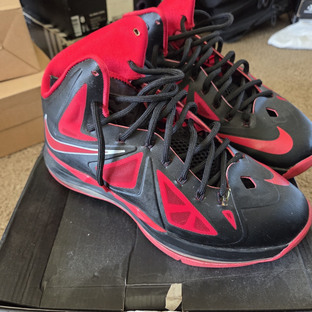 Nike Lebron James X Away Black and Red High-Top Basketball Sneakers